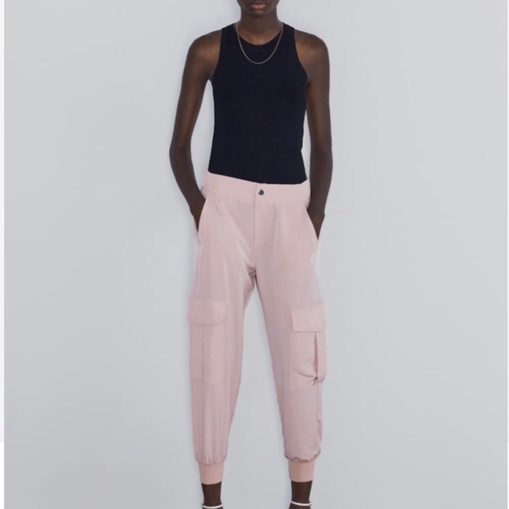 Zara pink satin joggers
